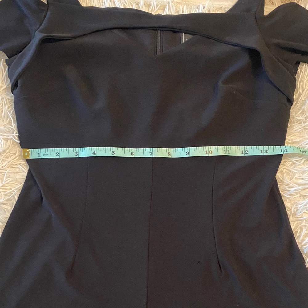 Nightway Black Off Shoulder Wide Leg Jumpsuit Petite 4P Elegant Cocktail Evening - Picture 7 of 9